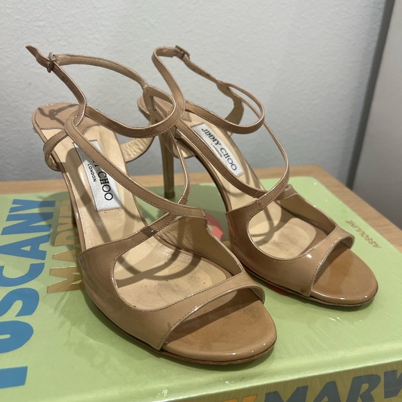 Jimmy Choo Paxton Nude Patent Leather Heel - Picture 3 of 12